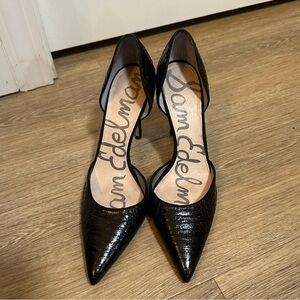 Sam Edelman Black Stiletto Alligator Print Heels Women's 8